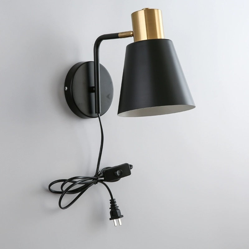 Rotatable Cone Wall Light with Brass Socket and Round Back Plate | Thrascher