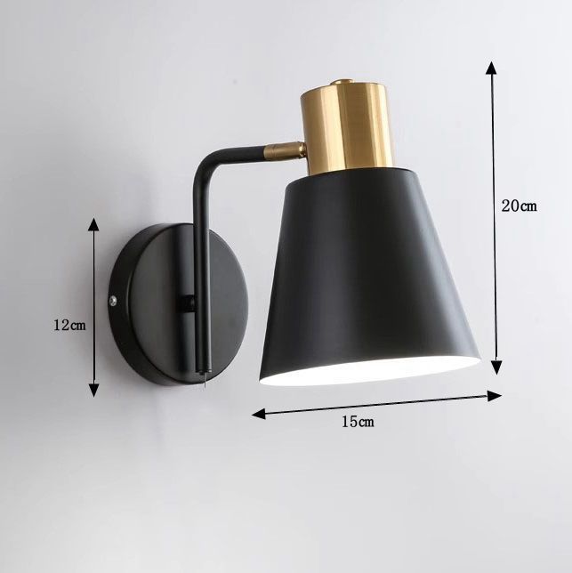 Rotatable Cone Wall Light with Brass Socket and Round Back Plate | Thrascher