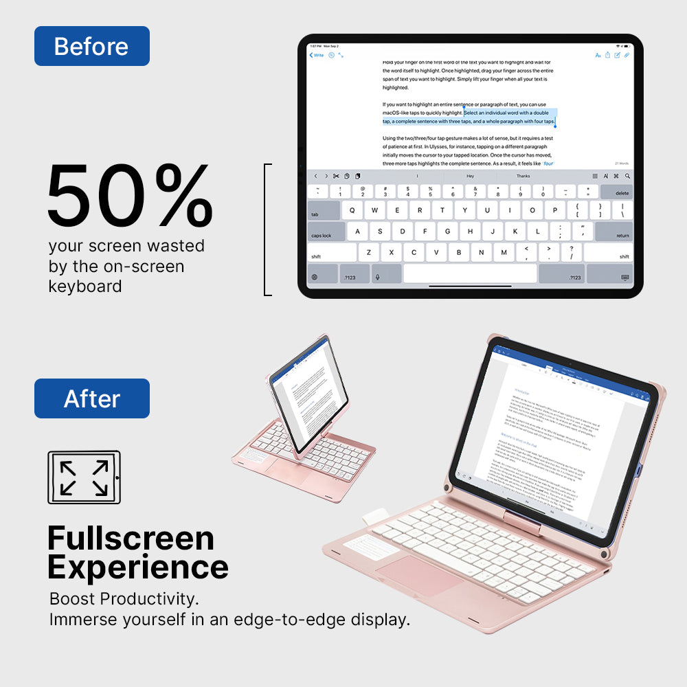 Rotating Wireless Keyboard Case for iPad, Multiple Model Fit, view 3