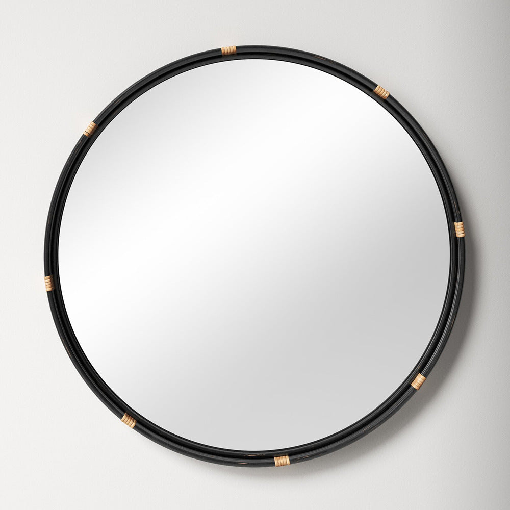 Round Decorative Wall Mirror with Braided Edge | Thrascher