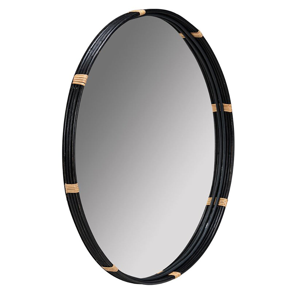 Round Decorative Wall Mirror with Braided Edge | Thrascher