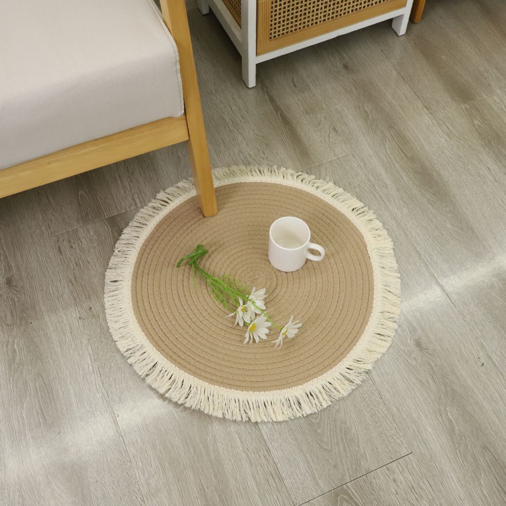 Round Rug with Fringed Design | Thrascher