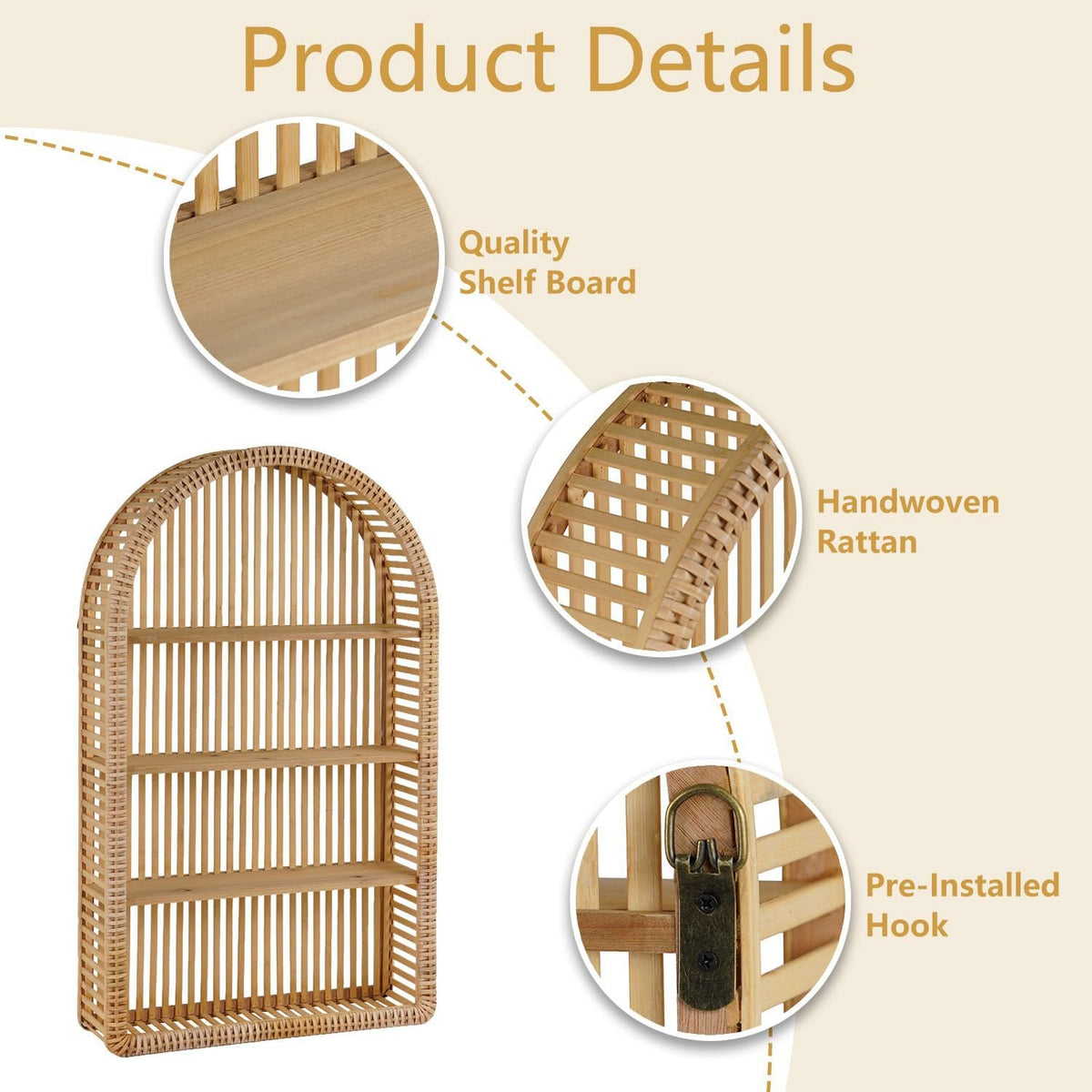 Round Wall Shelf made of Natural Rattan | Thrascher