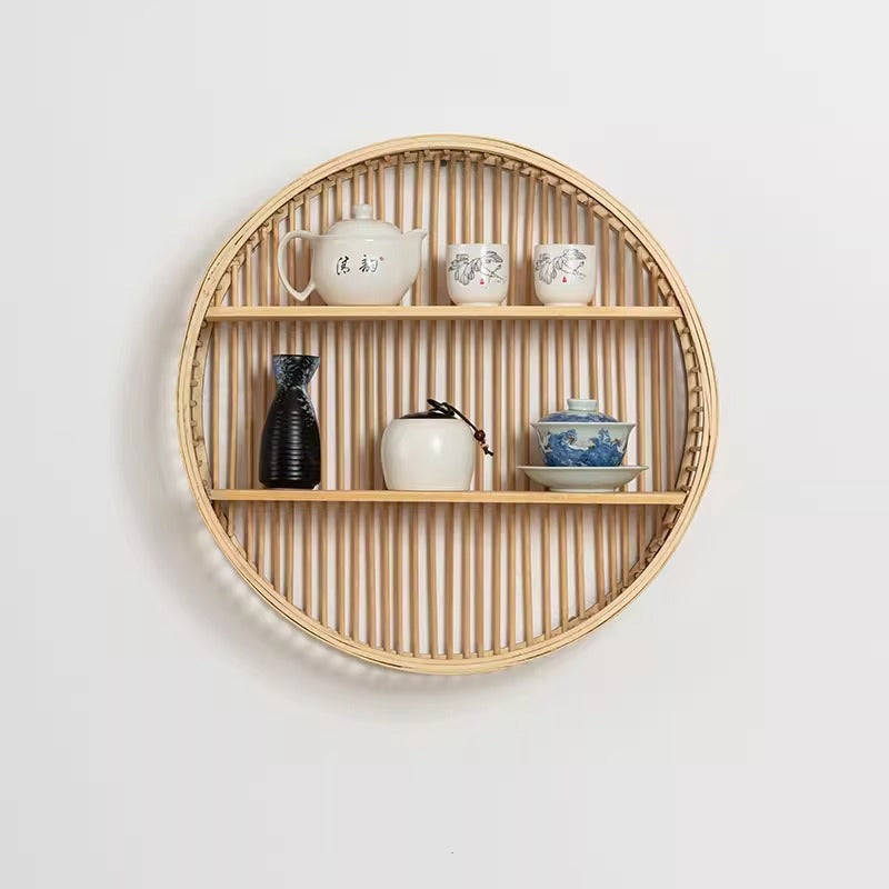 Round Wall Shelf made of Natural Rattan | Thrascher