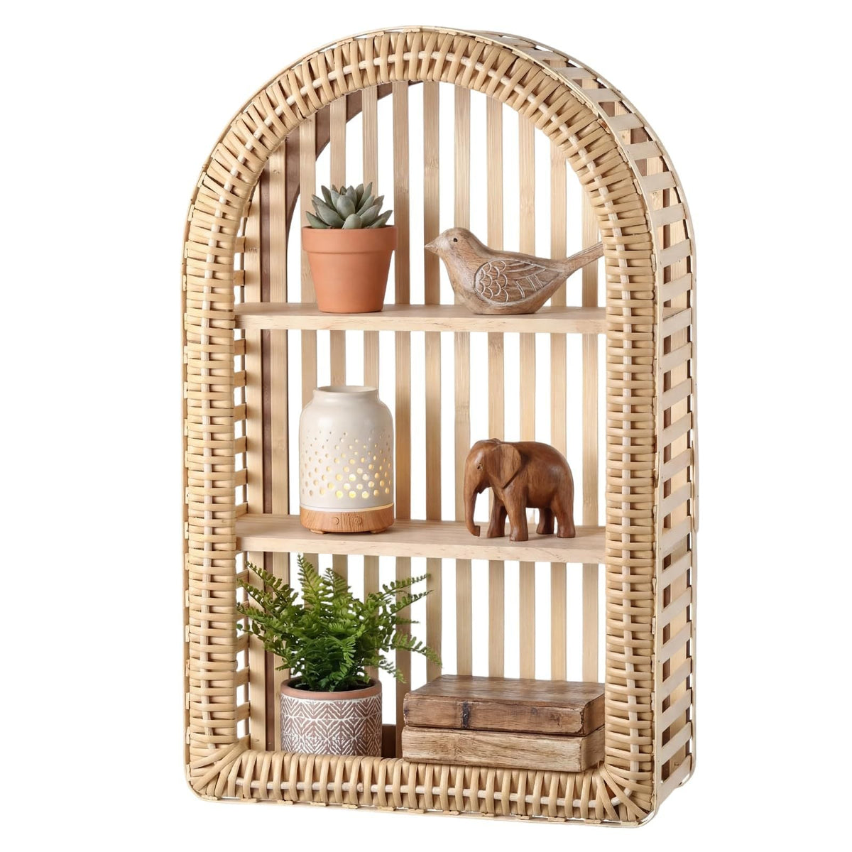 Round Wall Shelf made of Natural Rattan | Thrascher