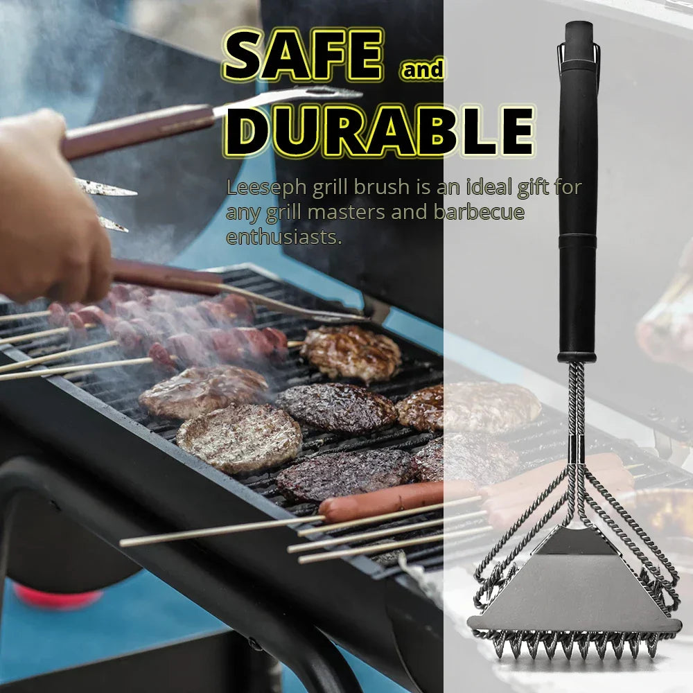 Bristle-Free Stainless Steel BBQ Grill Brush Cleaner, 17 Inches