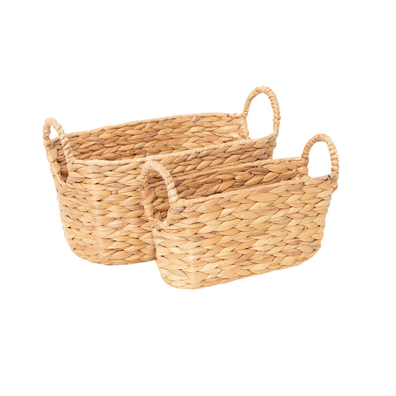 Rustic Storage Basket made of Woven Natural Material Green Beige | Thrascher