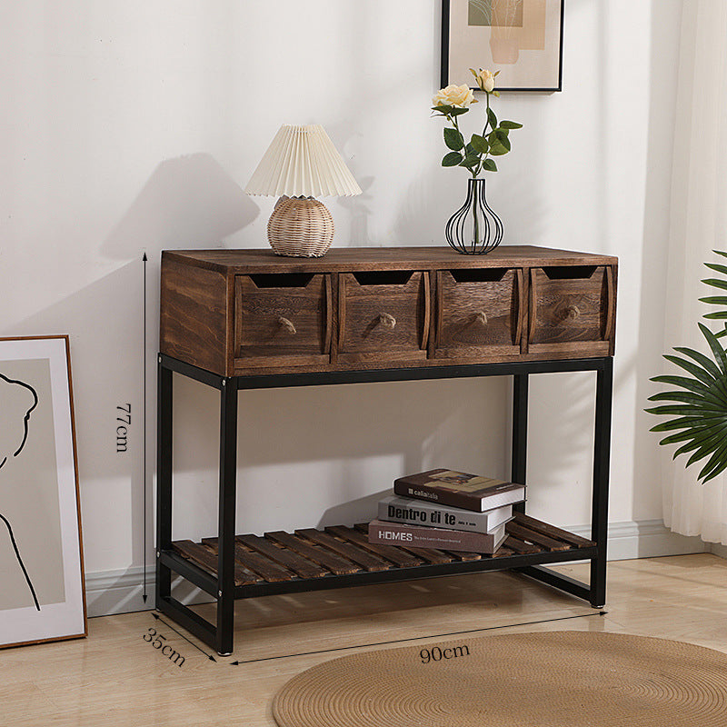 Rustic Wooden Console Table with Storage | Thrascher