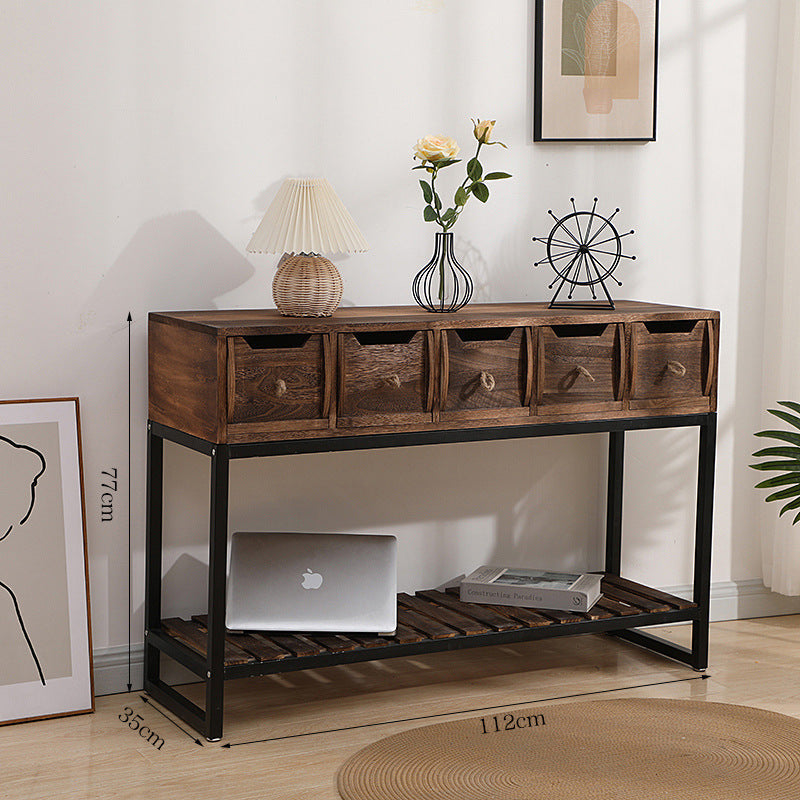 Rustic Wooden Console Table with Storage | Thrascher