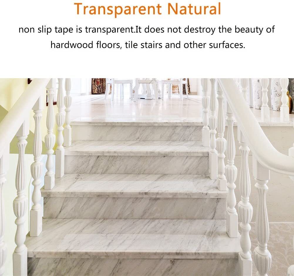 Clear PEVA Stair Tread Strips, 3.9" x 24", 15-Pack