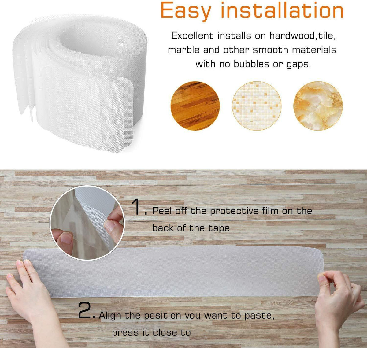 Clear PEVA Stair Tread Strips, 3.9" x 24", 15-Pack