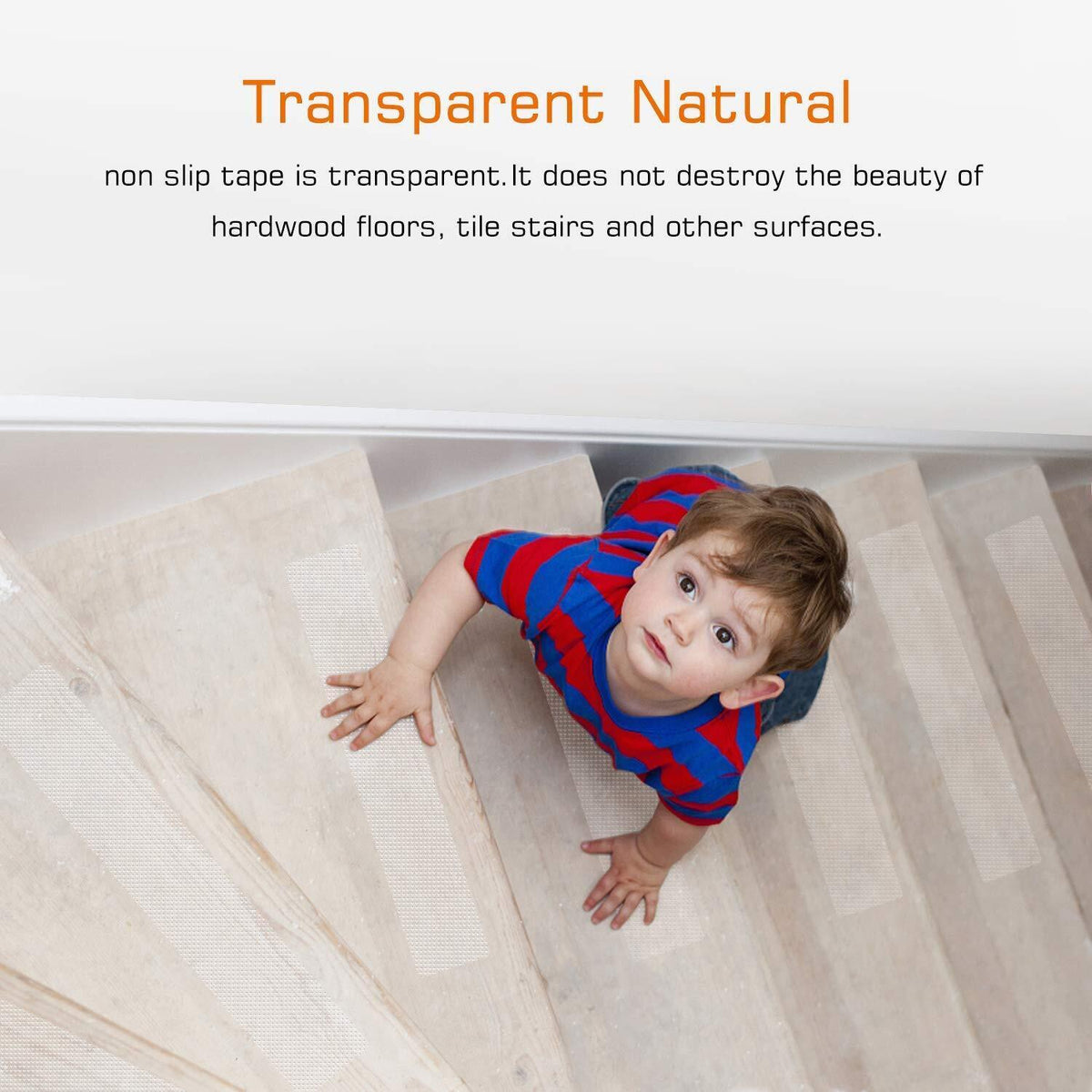Clear PEVA Stair Tread Strips, 3.9" x 24", 15-Pack