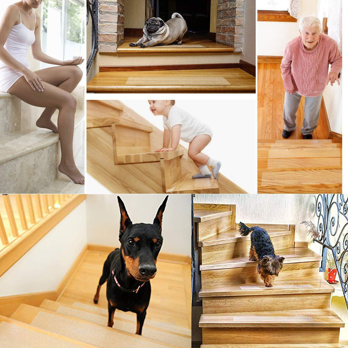 Clear PEVA Stair Tread Strips, 3.9" x 24", 15-Pack