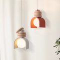 Scandinavian Arch-Shade Pendant Lamp with Wood Ring Accents and Frosted Globe | Thrascher