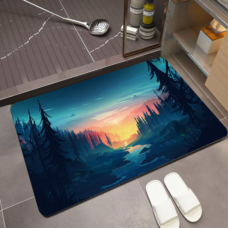 Scenic Mountain Landscape Bath Mat | Thrascher