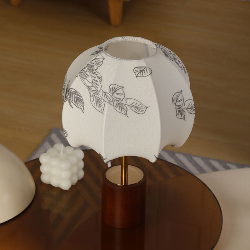 Sculptural Table Lamp with Wooden Base, Brass Stem, and Cardboard Shade | Thrascher