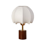 Sculptural Table Lamp with Wooden Base, Brass Stem, and Cardboard Shade | Thrascher