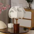 Sculptural Table Lamp with Wooden Base, Brass Stem, and Cardboard Shade | Thrascher