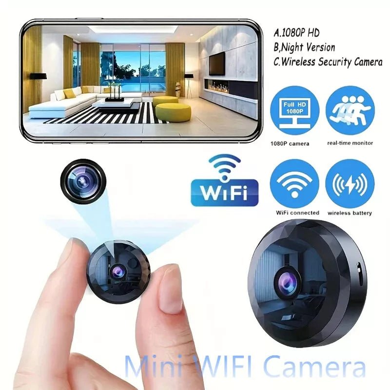 Mini WiFi Surveillance Camera, 1080P HD, Night Vision, Magnetic Mount