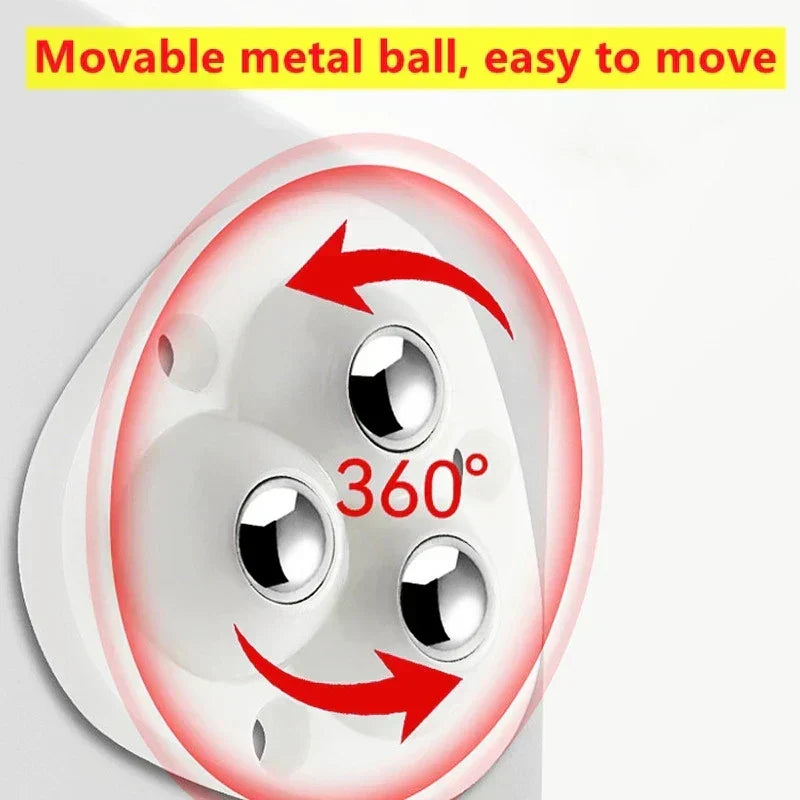 Self-Adhesive 360° Rotating Furniture Mover Wheels, 4 Pieces, ABS and Stainless Steel