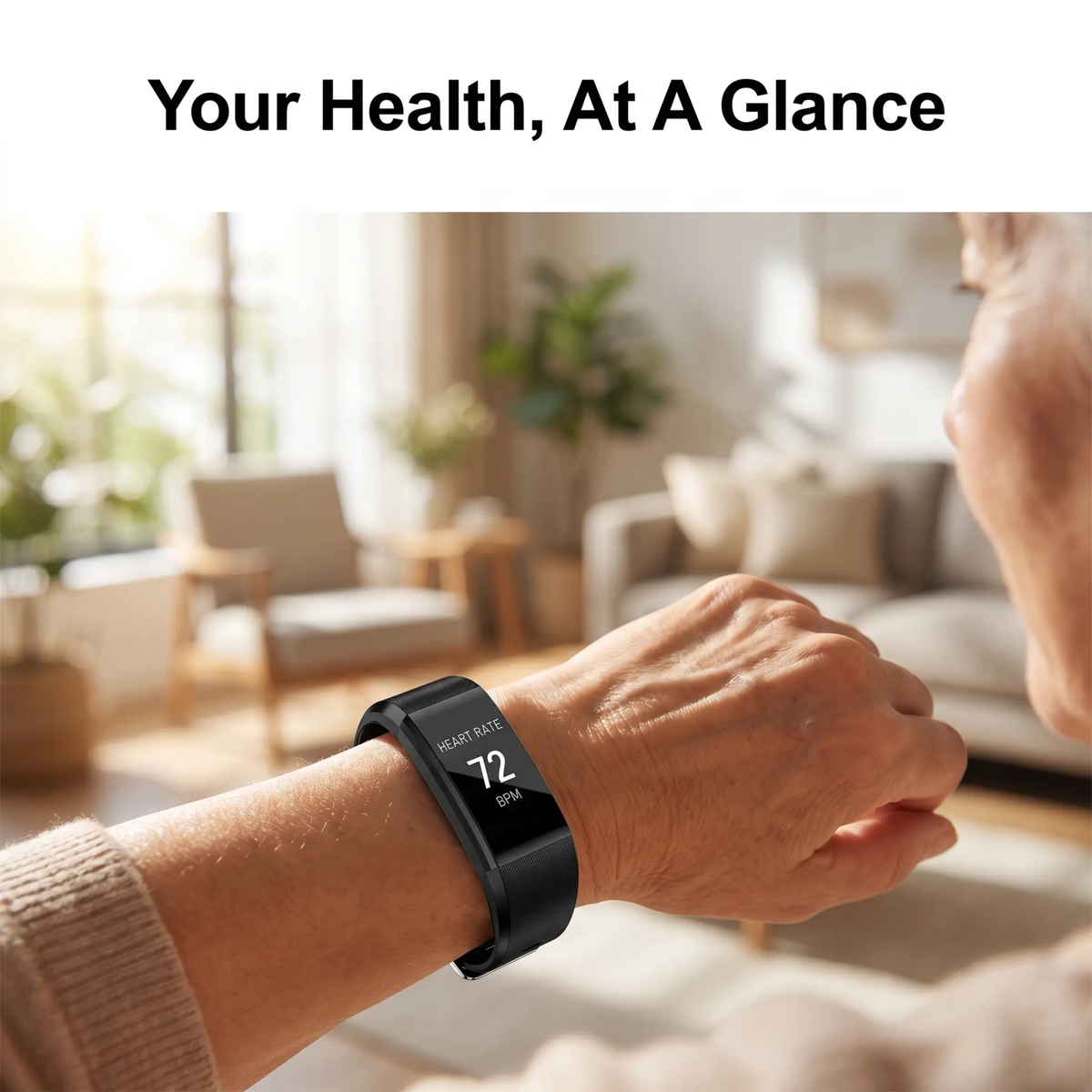 Senior Smartwatch with Heart Rate Tracking and 0.96-Inch LED Display, view 3