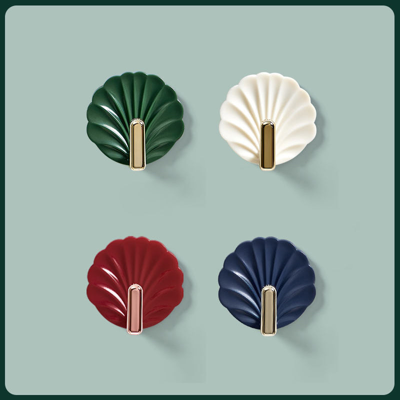 Shell-Shaped ABS Wall Hooks, 5.5 × 5.4 cm, Adhesive, 4-Pack, view 17