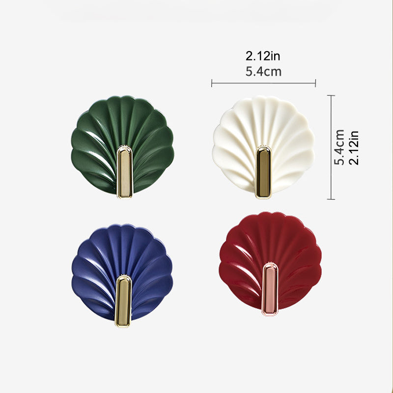 Shell-Shaped ABS Wall Hooks, 5.5 × 5.4 cm, Adhesive, 4-Pack, view 19