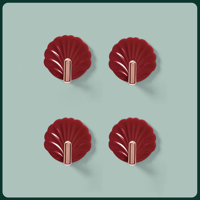 Shell-Shaped ABS Wall Hooks, 5.5 × 5.4 cm, Adhesive, 4-Pack, view 20
