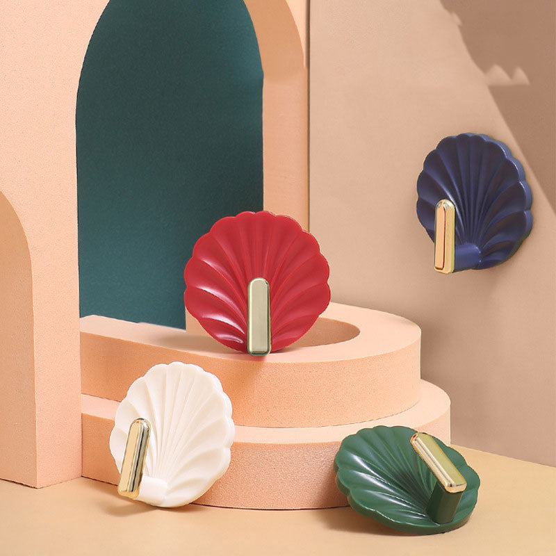 Shell-Shaped ABS Wall Hooks, 5.5 × 5.4 cm, Adhesive, 4-Pack, view 5
