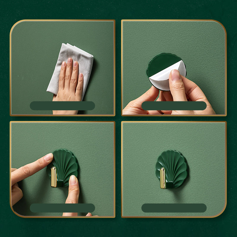Shell-Shaped ABS Wall Hooks, 5.5 × 5.4 cm, Adhesive, 4-Pack, view 7