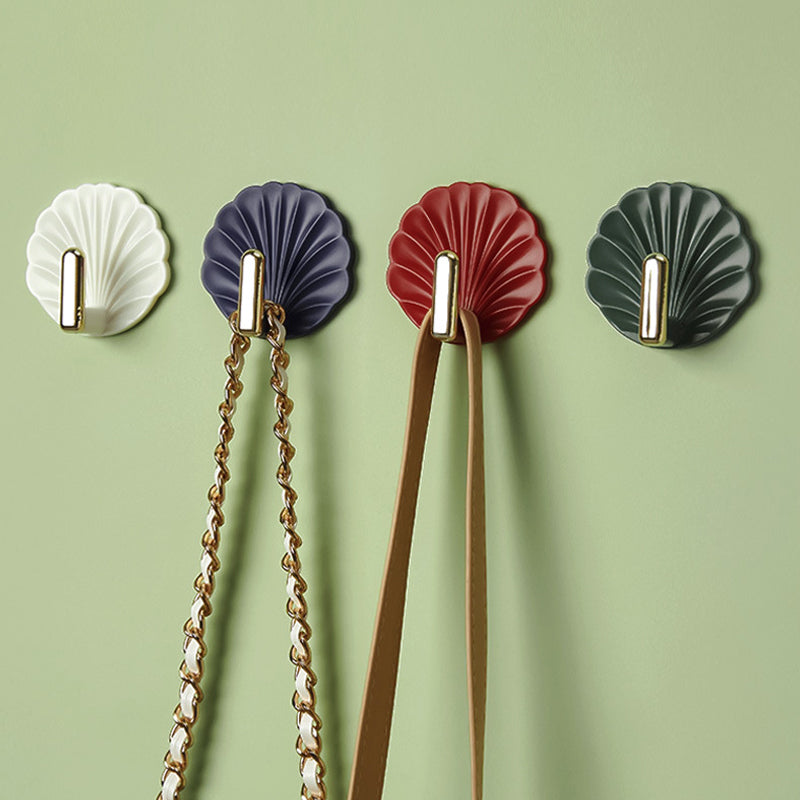 Shell-Shaped ABS Wall Hooks, 5.5 × 5.4 cm, Adhesive, 4-Pack, view 9