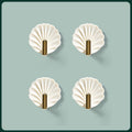 Shell-Shaped ABS Wall Hooks, 5.5 × 5.4 cm, Adhesive, 4-Pack