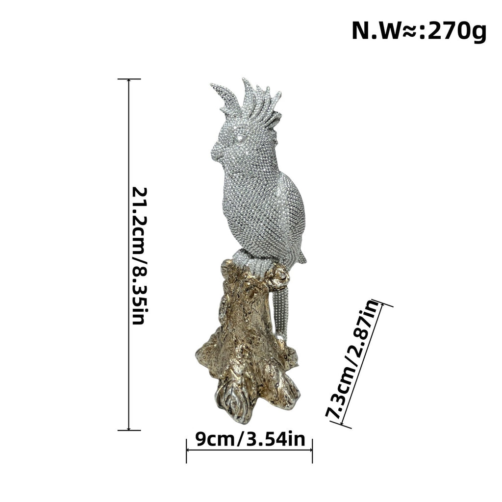 Shiny Parrot Figure on Log | Thrascher