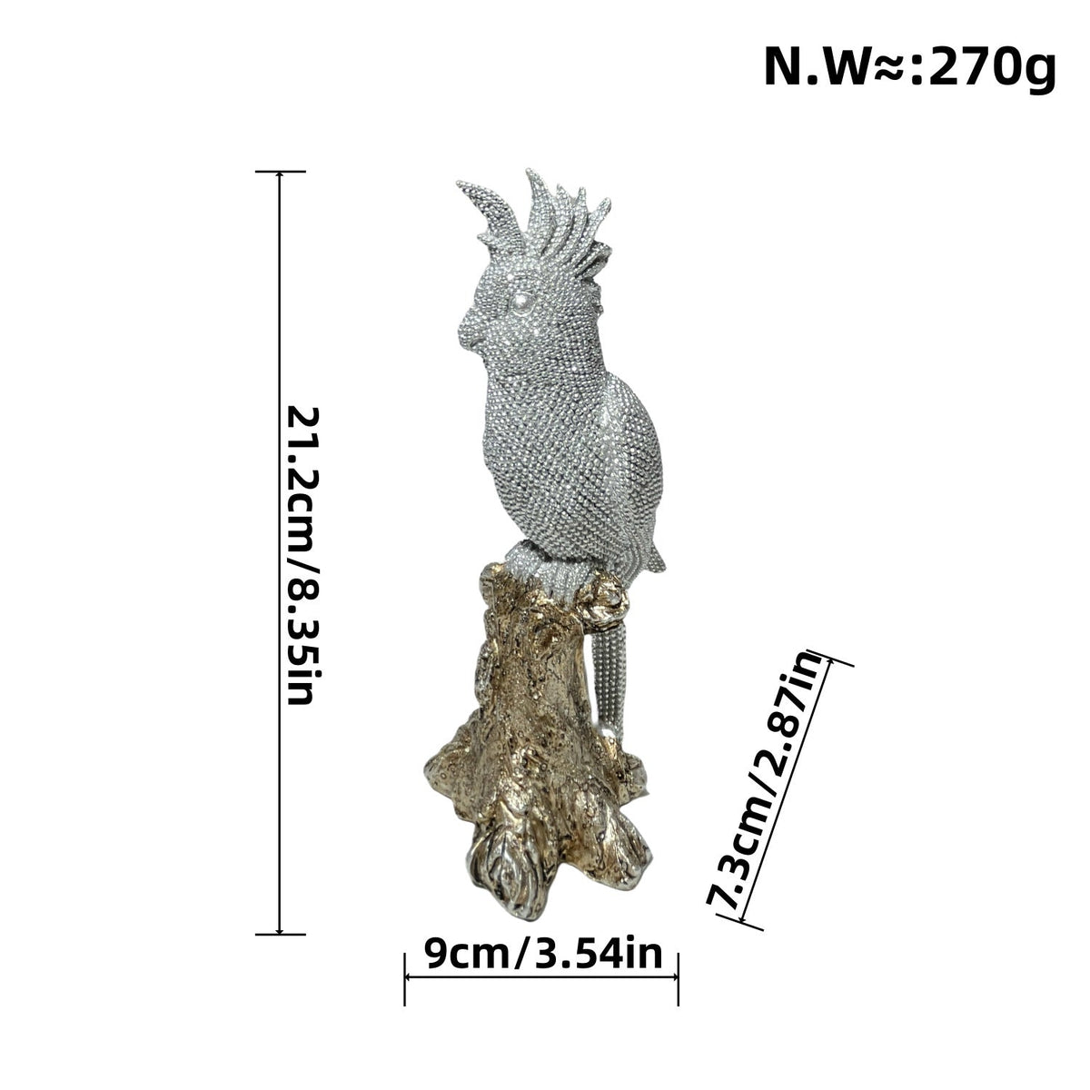 Shiny Parrot Figure on Log | Thrascher