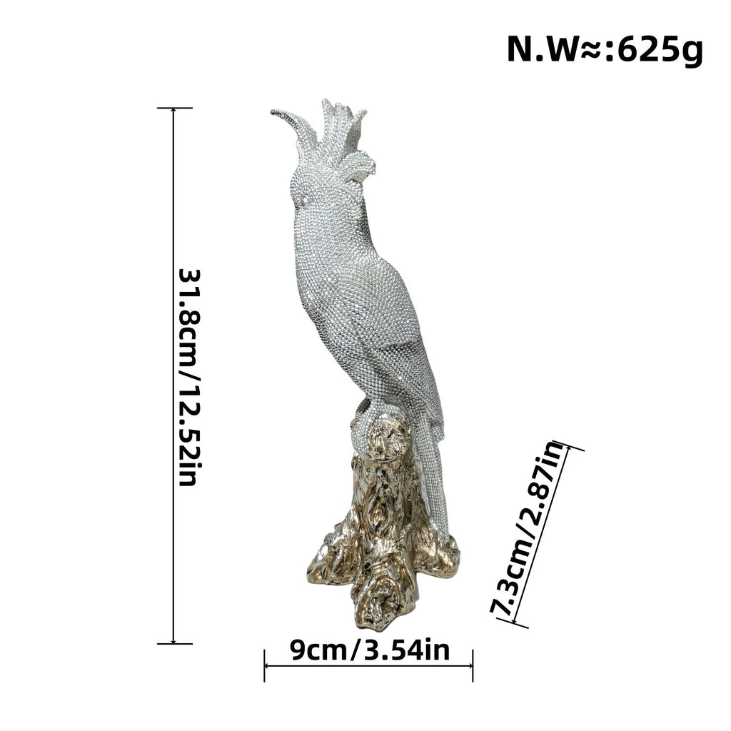 Shiny Parrot Figure on Log | Thrascher