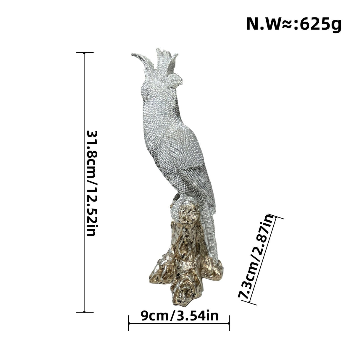 Shiny Parrot Figure on Log | Thrascher