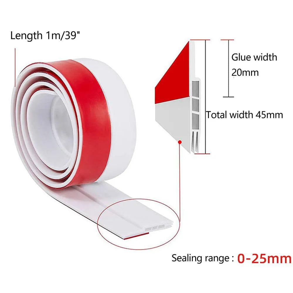 Silicone Self-Adhesive Door Draft Stopper, 100 cm, 5 cm Lip