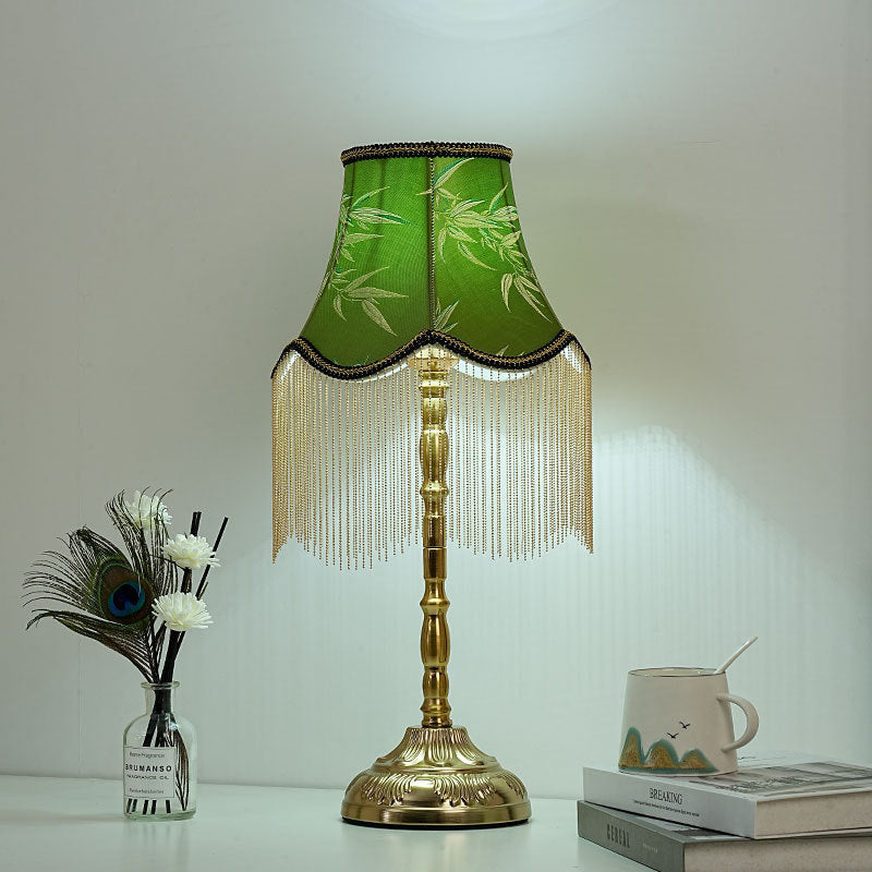 Silk Fringed Empire-Style Table Lamp with Bead Tassel Shade | Thrascher