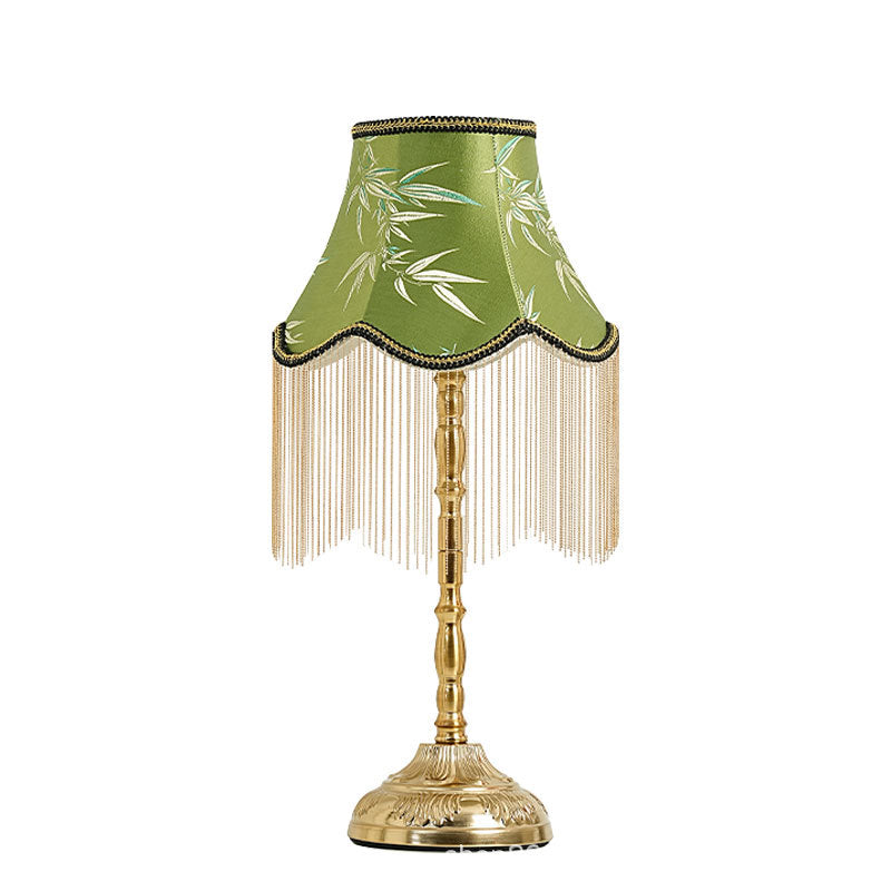 Silk Fringed Empire-Style Table Lamp with Bead Tassel Shade | Thrascher