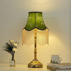Silk Fringed Empire-Style Table Lamp with Bead Tassel Shade | Thrascher