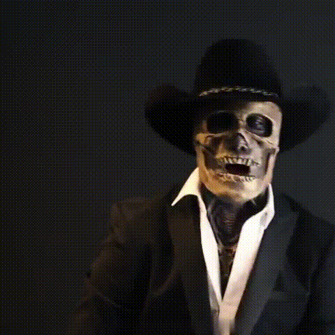 Skeleton Mask with Hat, Latex and Silicone, One Size for Adults, view 2