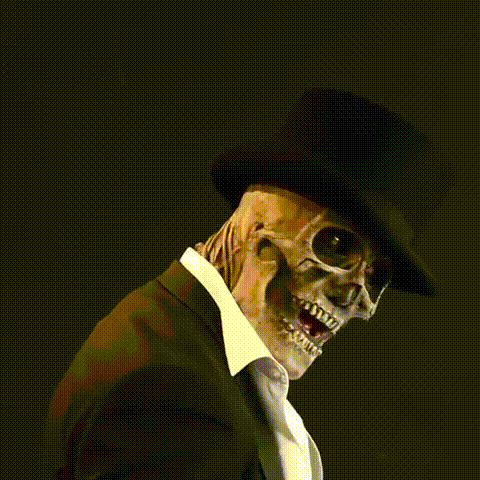 Skeleton Mask with Hat, Latex and Silicone, One Size for Adults, view 4