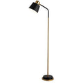 Slim Brass Torchiere Floor Lamp with Tilted Cone Shade and Adjustable Neck | Thrascher