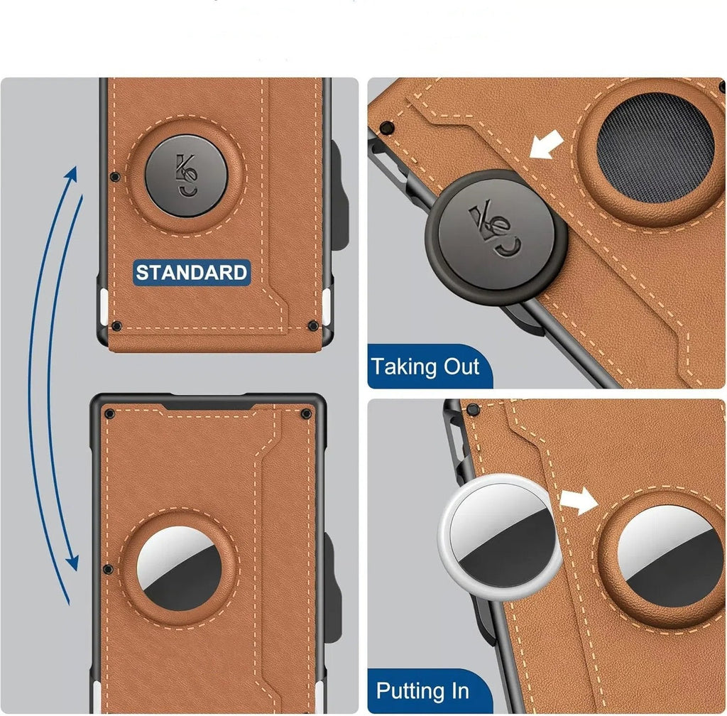 Slim Leather and Aluminum Pop-Up Bifold Wallet with Money Clip, view 10