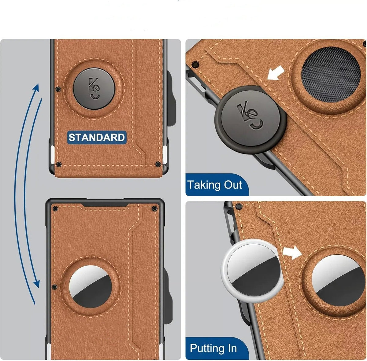 Slim Leather and Aluminum Pop-Up Bifold Wallet with Money Clip, view 10