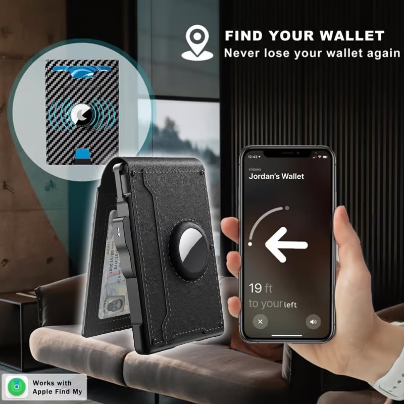 Slim Leather and Aluminum Pop-Up Bifold Wallet with Money Clip, view 14