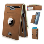 Slim Leather and Aluminum Pop-Up Bifold Wallet with Money Clip, view 6