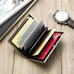Slim RFID-Blocking Stainless Steel Wallet, 6 Slots, 9.5 x 6.5 x 1.3 cm, view 3