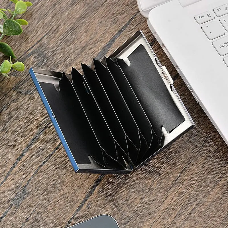 Slim RFID-Blocking Stainless Steel Wallet, 6 Slots, 9.5 x 6.5 x 1.3 cm, view 4