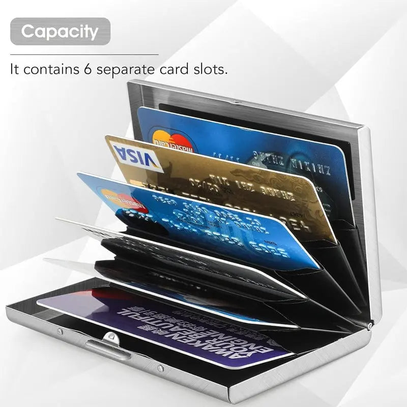 Slim RFID-Blocking Stainless Steel Wallet, 6 Slots, 9.5 x 6.5 x 1.3 cm, view 7